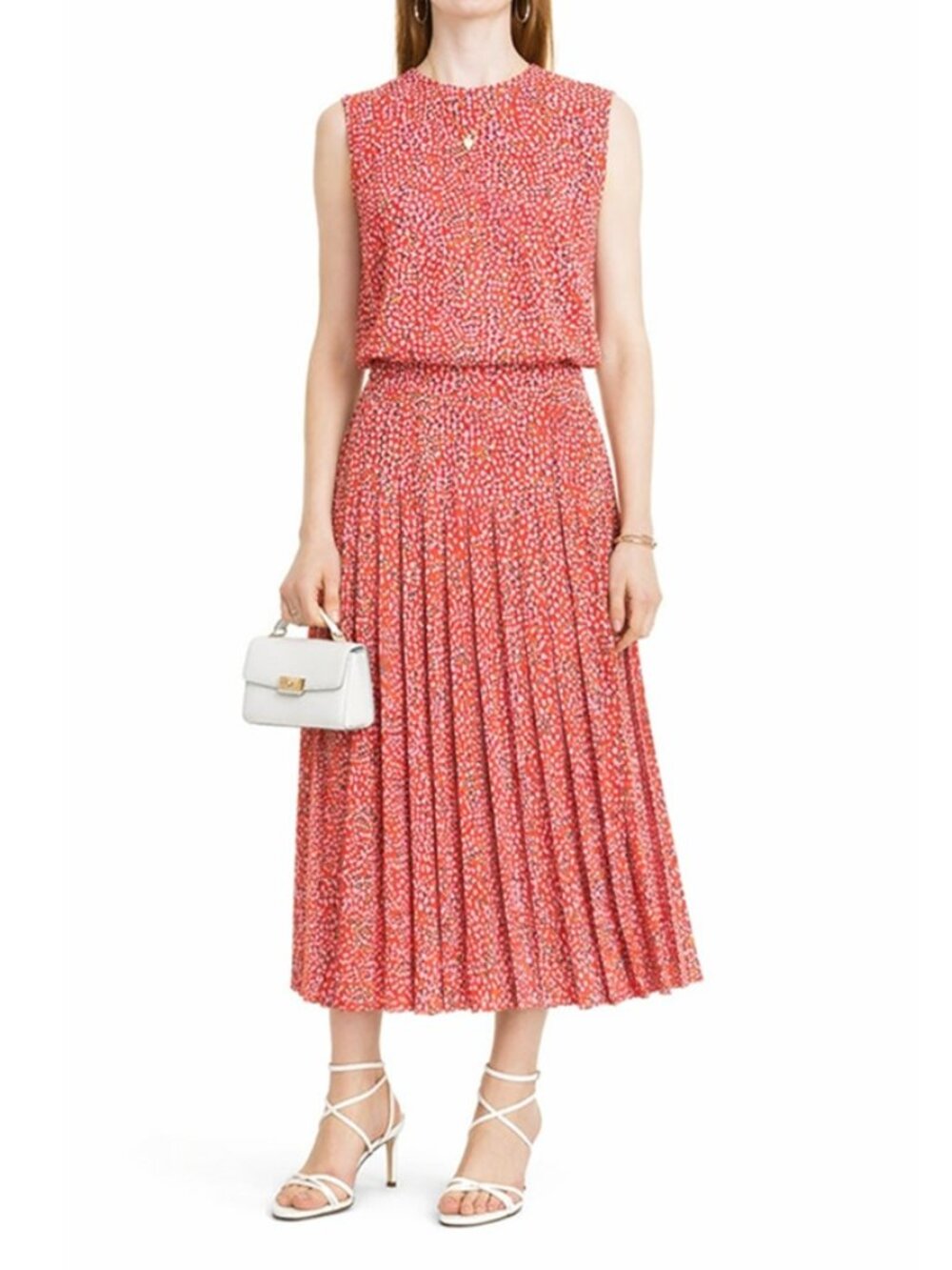 Ted Baker 2pc set Zandi Pleated Flowy Midi Skirt and Meika Strong Shoulder Boxy